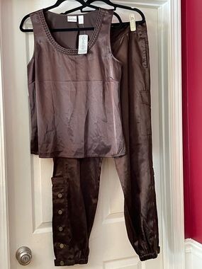 Chico's Brown Satin Cargo  Set